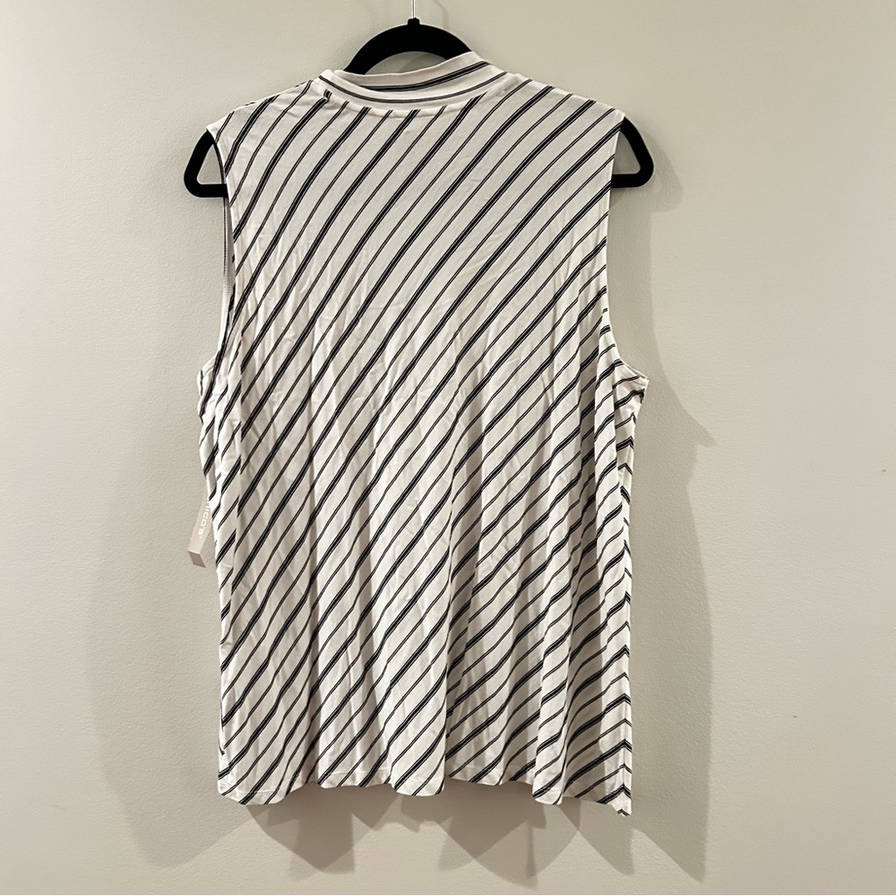 Chico's Black and White Diagonal Stripe Mock Neck Tank Top | Size 3 (XL)| NWT - Picture 3 of 6